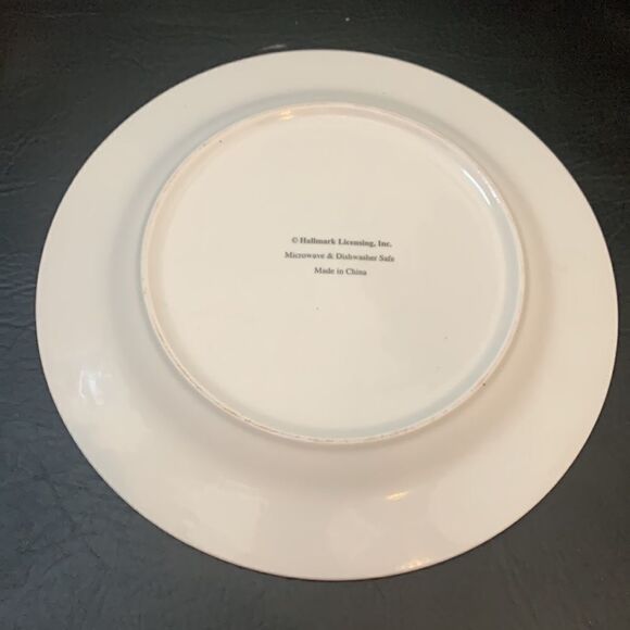 Hallmark Poinsettia Christmas Dinner Plate 10 1/2 Inches Round Red Green White - Picture 4 of 5